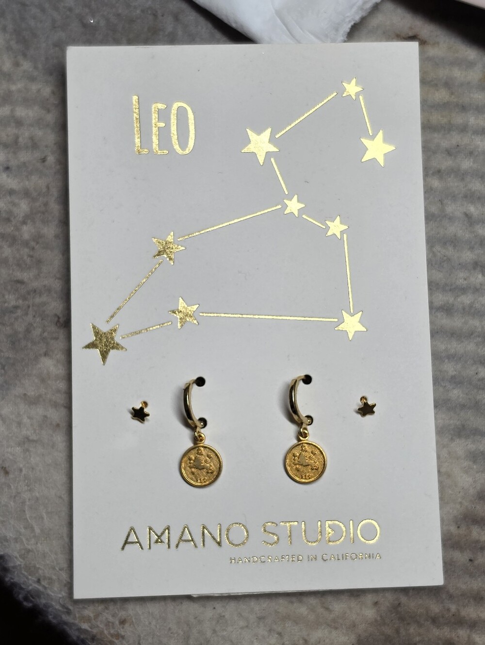 Amano Studio Leo Gold Horoscope Stud and Hoop Earrings